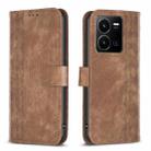 For vivo Y35 4G / Y22s Plaid Embossed Leather Phone Case(Brown) - 1