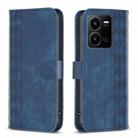 For vivo Y35 4G / Y22s Plaid Embossed Leather Phone Case(Blue) - 1