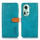 For OPPO Reno11 5G Global KHAZNEH Dual-color Cowhide Texture Flip Leather Phone Case(Blue) - 3