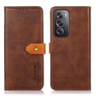 For OPPO Reno12 Pro 5G Global KHAZNEH Dual-color Cowhide Texture Flip Leather Phone Case(Brown) - 1