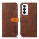 For OPPO Reno12 5G Global KHAZNEH Dual-color Cowhide Texture Flip Leather Phone Case(Brown) - 1