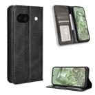 For Google Pixel 8a Magnetic Buckle Retro Texture Leather Phone Case(Black) - 1