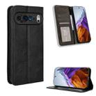 For Google Pixel 9 Magnetic Buckle Retro Texture Leather Phone Case(Black) - 1