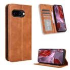 For Google Pixel 9a Magnetic Buckle Retro Texture Leather Phone Case(Brown) - 1