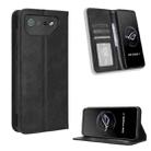 For ASUS ROG Phone 7 Magnetic Buckle Retro Texture Leather Phone Case(Black) - 1