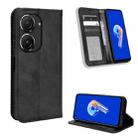 For ASUS Zenfone 10 / 9 Magnetic Buckle Retro Texture Leather Phone Case(Black) - 1