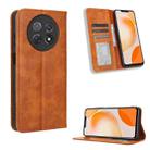 For Huawei Enjoy 60X Magnetic Buckle Retro Texture Leather Phone Case(Brown) - 1