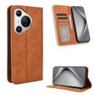 For Huawei Pura 70 Magnetic Buckle Retro Texture Leather Phone Case(Brown) - 1