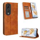 For Honor 90 5G Magnetic Buckle Retro Texture Leather Phone Case(Brown) - 1