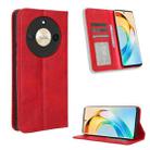 For Honor X50 Magnetic Buckle Retro Texture Leather Phone Case(Red) - 1