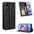 For Honor X5 Plus Magnetic Buckle Retro Texture Leather Phone Case(Black) - 1