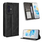 For Honor 100 5G Magnetic Buckle Retro Texture Leather Phone Case(Black) - 1