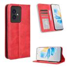 For Honor 100 5G Magnetic Buckle Retro Texture Leather Phone Case(Red) - 1