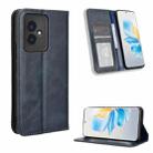 For Honor 100 5G Magnetic Buckle Retro Texture Leather Phone Case(Blue) - 1