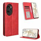 For Honor 100 Pro 5G Magnetic Buckle Retro Texture Leather Phone Case(Red) - 1