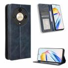 For Honor X9b 5G Magnetic Buckle Retro Texture Leather Phone Case(Blue) - 1