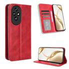 For Honor 200 5G Magnetic Buckle Retro Texture Leather Phone Case(Red) - 1