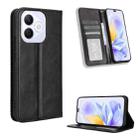 For Honor X60i 5G Magnetic Buckle Retro Texture Leather Phone Case(Black) - 1