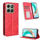 For Honor X6b 4G Magnetic Buckle Retro Texture Leather Phone Case(Red) - 1