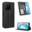 For Honor X5b 4G Magnetic Buckle Retro Texture Leather Phone Case(Black) - 1