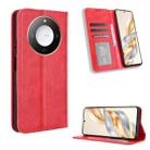 For Honor X60 5G / X9C Smart Magnetic Buckle Retro Texture Leather Phone Case(Red) - 1