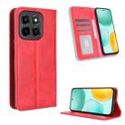 For Honor X6c 4G Magnetic Buckle Retro Texture Leather Phone Case(Red) - 1