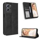 For Oukitel C32 Magnetic Buckle Retro Texture Leather Phone Case(Black) - 1