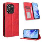 For Oukitel C50 Magnetic Buckle Retro Texture Leather Phone Case(Red) - 1