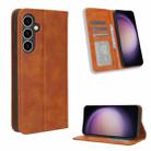 For Samsung Galaxy S23 FE 5G Magnetic Buckle Retro Texture Leather Phone Case(Brown) - 1