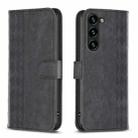 For Samsung Galaxy S23 5G Plaid Embossed Leather Phone Case(Black) - 1