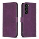For Samsung Galaxy S23 5G Plaid Embossed Leather Phone Case(Purple) - 1