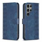 For Samsung Galaxy S23 Ultra 5G Plaid Embossed Leather Phone Case(Blue) - 1