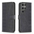 For Samsung Galaxy S23 Ultra 5G Plaid Embossed Leather Phone Case(Black) - 1