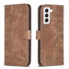 For Samsung Galaxy S22+ 5G Plaid Embossed Leather Phone Case(Brown) - 1