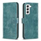 For Samsung Galaxy S22+ 5G Plaid Embossed Leather Phone Case(Green) - 1