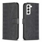 For Samsung Galaxy S22+ 5G Plaid Embossed Leather Phone Case(Black) - 1