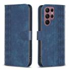 For Samsung Galaxy S22 Ultra 5G Plaid Embossed Leather Phone Case(Blue) - 1