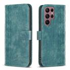 For Samsung Galaxy S22 Ultra 5G Plaid Embossed Leather Phone Case(Green) - 1