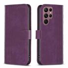 For Samsung Galaxy S22 Ultra 5G Plaid Embossed Leather Phone Case(Purple) - 1