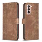 For Samsung Galaxy S21 5G Plaid Embossed Leather Phone Case(Brown) - 1