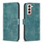 For Samsung Galaxy S21 5G Plaid Embossed Leather Phone Case(Green) - 1