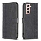 For Samsung Galaxy S21 5G Plaid Embossed Leather Phone Case(Black) - 1