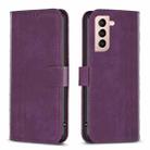 For Samsung Galaxy S21 5G Plaid Embossed Leather Phone Case(Purple) - 1