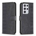 For Samsung Galaxy S21 Ultra 5G Plaid Embossed Leather Phone Case(Black) - 1