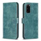 For Samsung Galaxy S20 Plaid Embossed Leather Phone Case(Green) - 1
