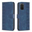 For Samsung Galaxy S20+ Plaid Embossed Leather Phone Case(Blue) - 1