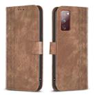 For Samsung Galaxy S20 FE Plaid Embossed Leather Phone Case(Brown) - 1