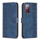 For Samsung Galaxy S20 FE Plaid Embossed Leather Phone Case(Blue) - 1