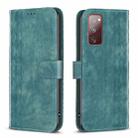 For Samsung Galaxy S20 FE Plaid Embossed Leather Phone Case(Green) - 1