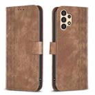 For Samsung Galaxy A13 4G/5G Plaid Embossed Leather Phone Case(Brown) - 1